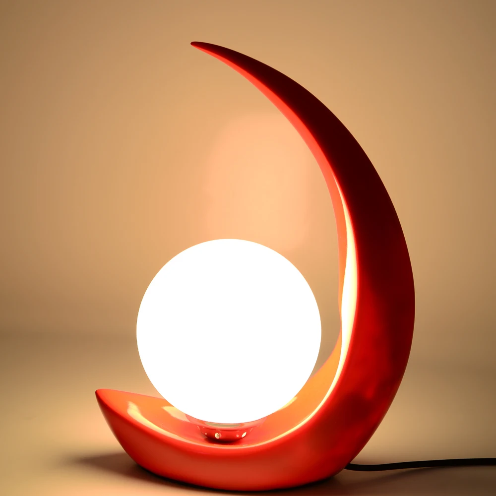 The crescent moon hotel lamps bedroom bedside resin decorative fashion