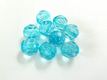 

(Choose Size First ) 10mm/12mm/14mm/16mm/18mm/20 Light Blue Transparent Big Faceted Acrylic Beads