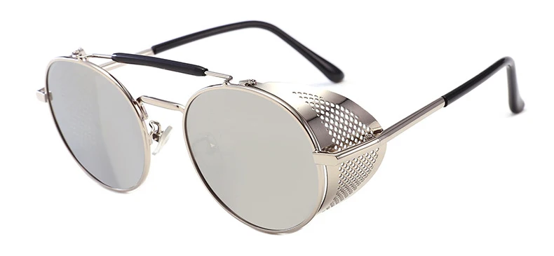 Samjune винтажные Ретро круглые металлические солнцезащитные очки стимпанк стиль боковая сетка брендовые дизайнерские очки Oculos De Sol оттенки УФ Защита - Цвет линз: C4