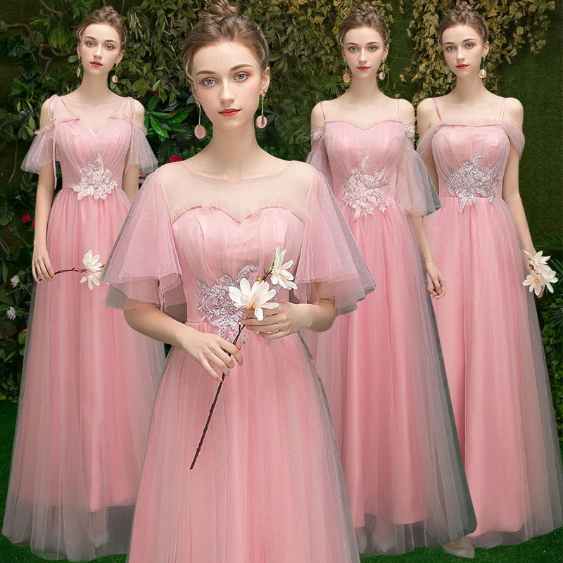 

New arrival Pink sweat long lady girl women princess bridesmaid banquet party ball dress gown free shipping