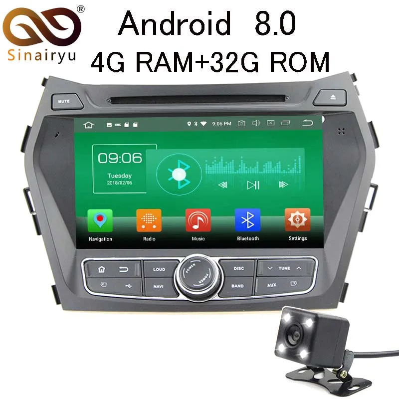 

Sinairyu 4GB RAM Android 8.0 Car DVD GPS Multimedia Player Fit Hyundai IX45 Santa Fe 2012-2014 With WiFi 4G DVR Radio TV