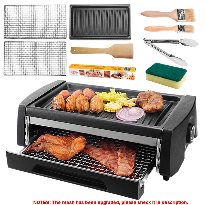 Drawer Style Double Layers Family Barbecue Electric Raclette Grill Smokeless Grill Raclette