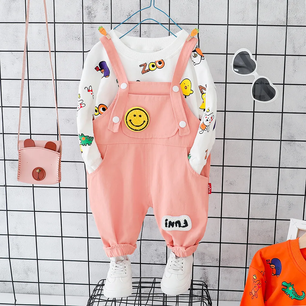 

Spring Autumn Children Boys Girls Clothes Toddler Cotton Clothing Sets Infant Cartoon T Shirt Pants 2pcs/set Kid Leisure Costume