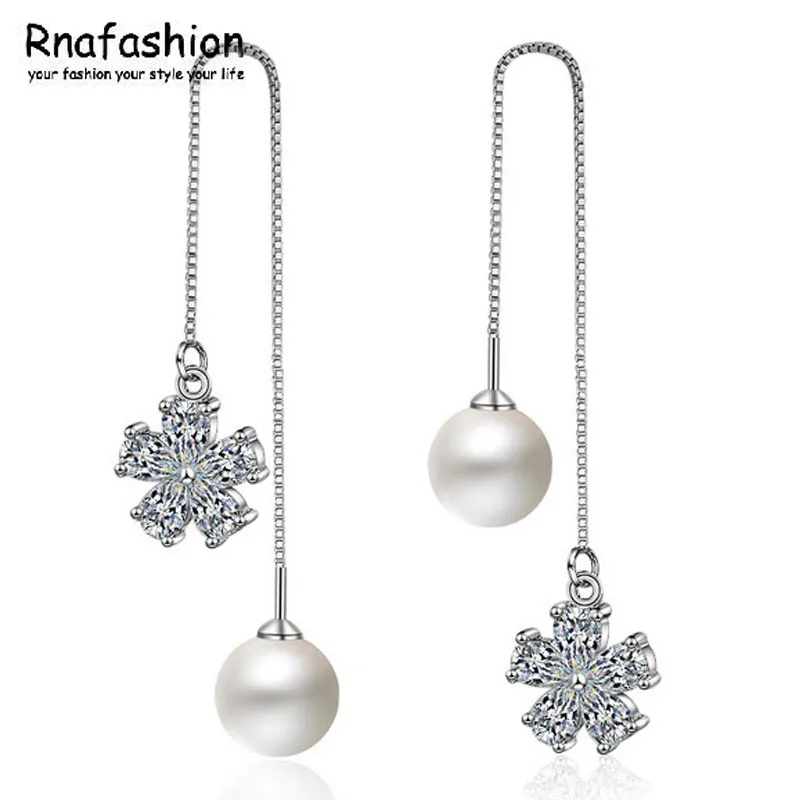 RNAFASHION Новая мода 925 стерлингового серебра длинные серьги цветок лотоса для