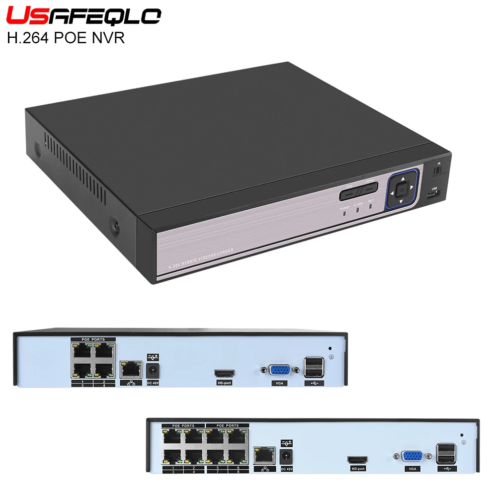 

USAFEQLO 4CH 8CH POE NVR 48V 1080P HDMI Full HD Network Video Recorder CCTV System Motion Detect Alarm H.264 Security ONVIF P2P