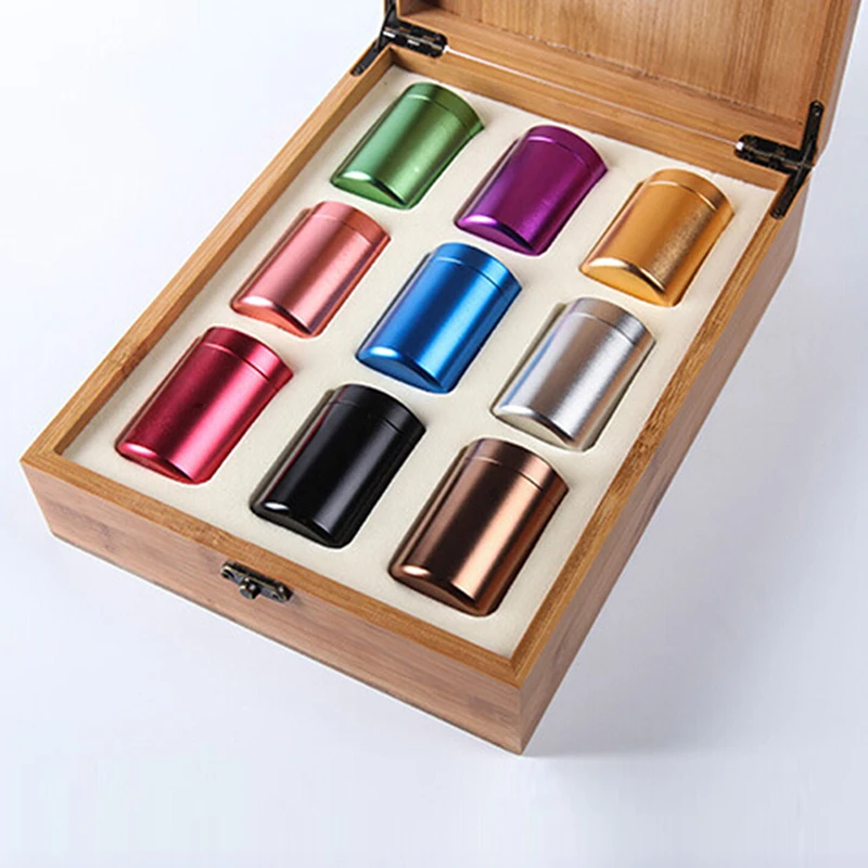 

1Pc New Small Metal Aluminum Sealed Cans Portable Travel Tea Caddy Airtight Smell Proof Container Stash Jar 6 Colors for Choose