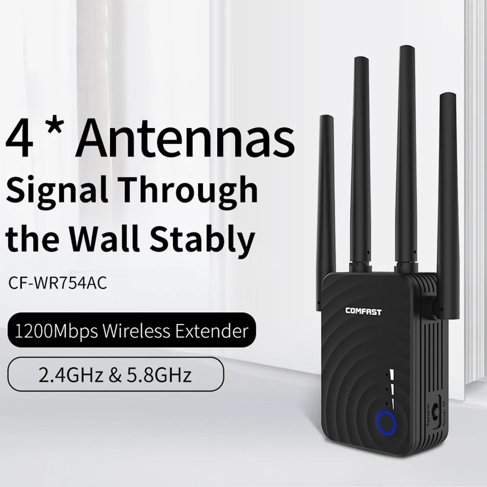 

With EU/US Conversion plug Dual Band 2.4&5.8Ghz Wireless Wifi Extender Wifi Repeater/Router 4 Wifi Antenna