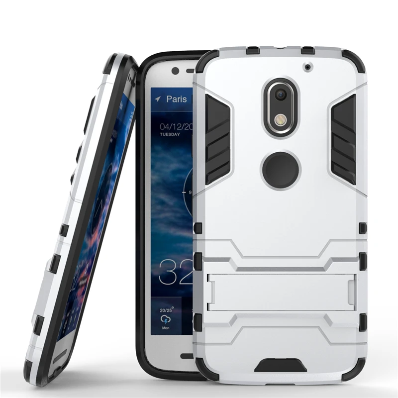 Luxury Bag Dual Layers Shockproof Armor Plastic TPU Rugged Hybrid Shell Case Cover with Kickstand for Motorola Moto E3 E 3 |