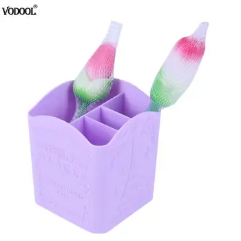 

VODOOL 4 Grid Plastic Desktop Organizer Nail Tools Box Case Storage Container Home Holder Brushes Display School Stationery
