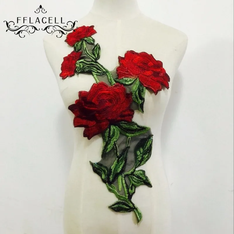 FFLACELL 3D Цветы вышитые патч наклейки для одежды куртка джинсы кружева аппликация DIY украшения для одежды ткань нашивки