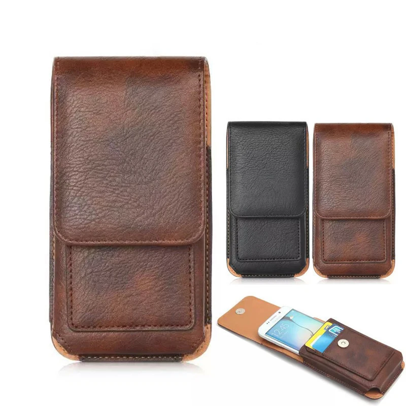 Beste Voor iPhone 6 6 s 6 6 s plus 5.5 inch Portemonnee Pouch Riemclip Holster Universele Telefoon Tas verticaliteit retrol case