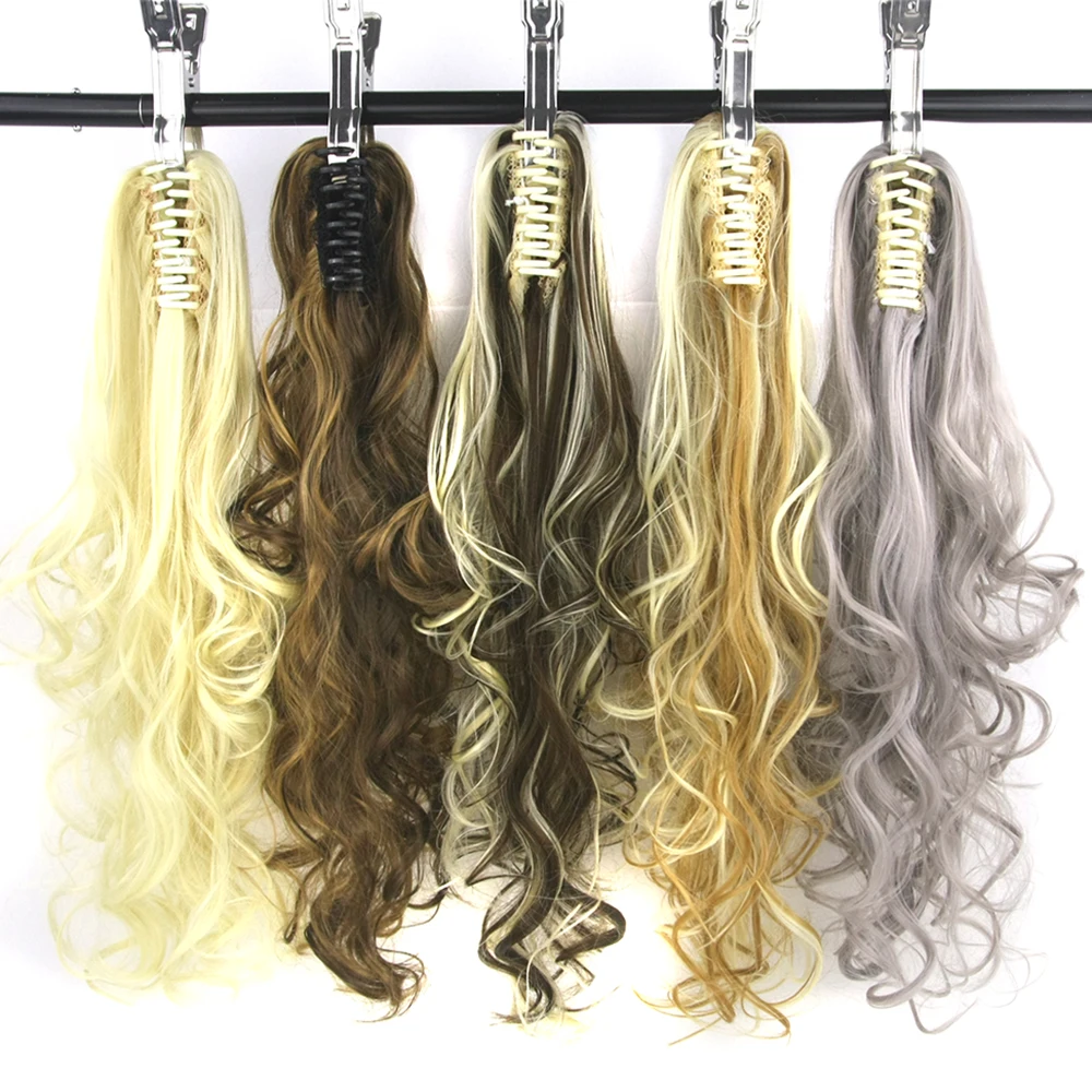 

Soowee 60cm Curly Clip In Hair Ponytail Synthetic Hair Extensions Claw Ponytails Little Pony Tail Horse Hair Clips for Women
