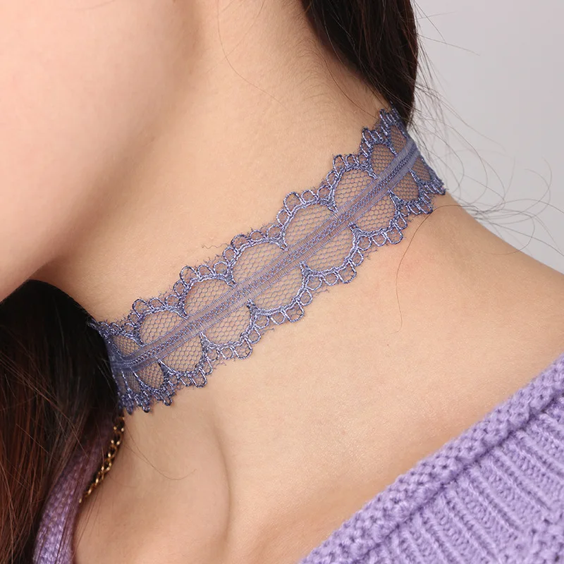 

New Fashion Women Jewelry Lace Chokers Different Styles Chic Necklaces Adjustable Collar Necklace Multi-color Choker Gift NS3416