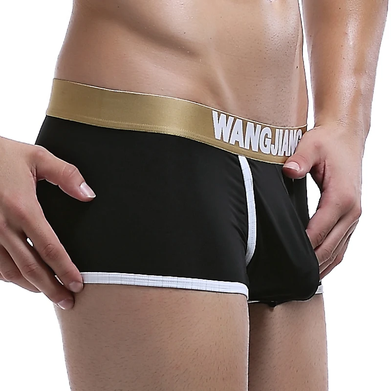

Mens Boxer Shorts 2016 Men's Sexy Gold Waist Belt U Convex Bulge Design Underwear Brand Boxer For Men