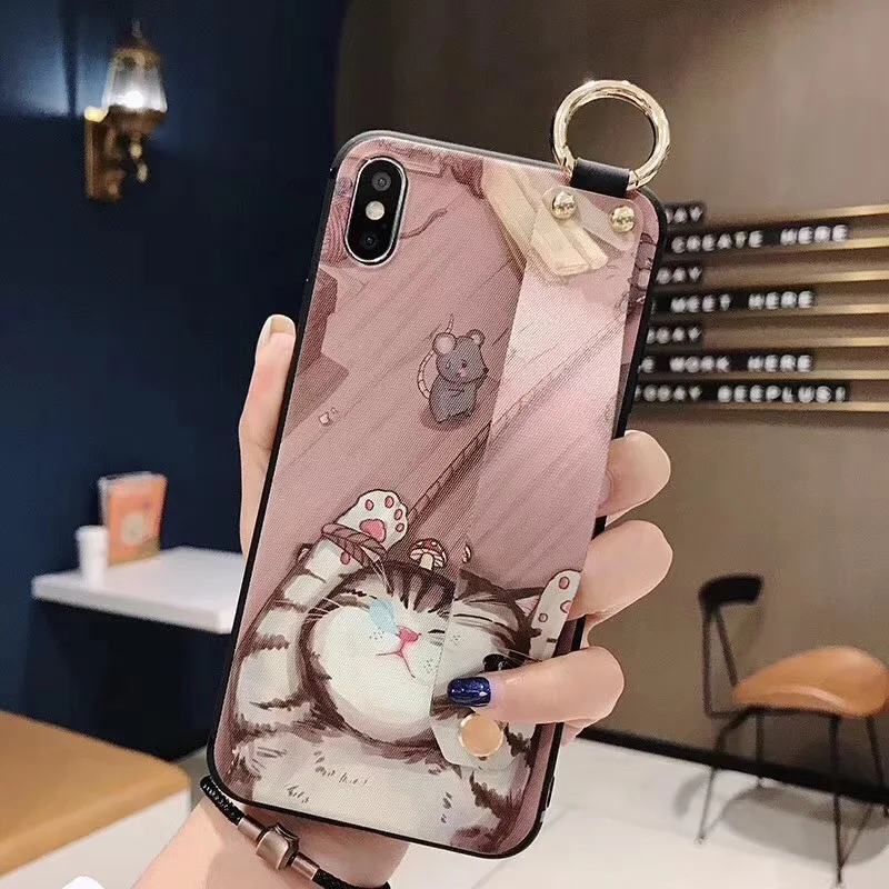 Wrist Strap Soft TPU Phone Case For Huawei P30 Pro P20 Lite P10 Mate 20 10 P Smart Plus Honor 10 7A Y6 Cases Ring Holder Cover
