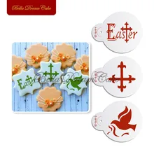 

3pcs/set Easter Candy Stencil For Cookies And Cupcake Stencil Cake Decorating Mold Plastic Bakeware Mould Cake Decorative Tool