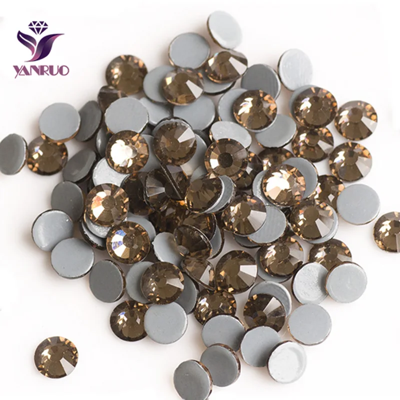 

YANRUO 2058HF Smoked Topaz Crystal Strass Hotfix Heat Iron on Transfer Flatback Dress Stone Hot-Fix For Weeding Clothes