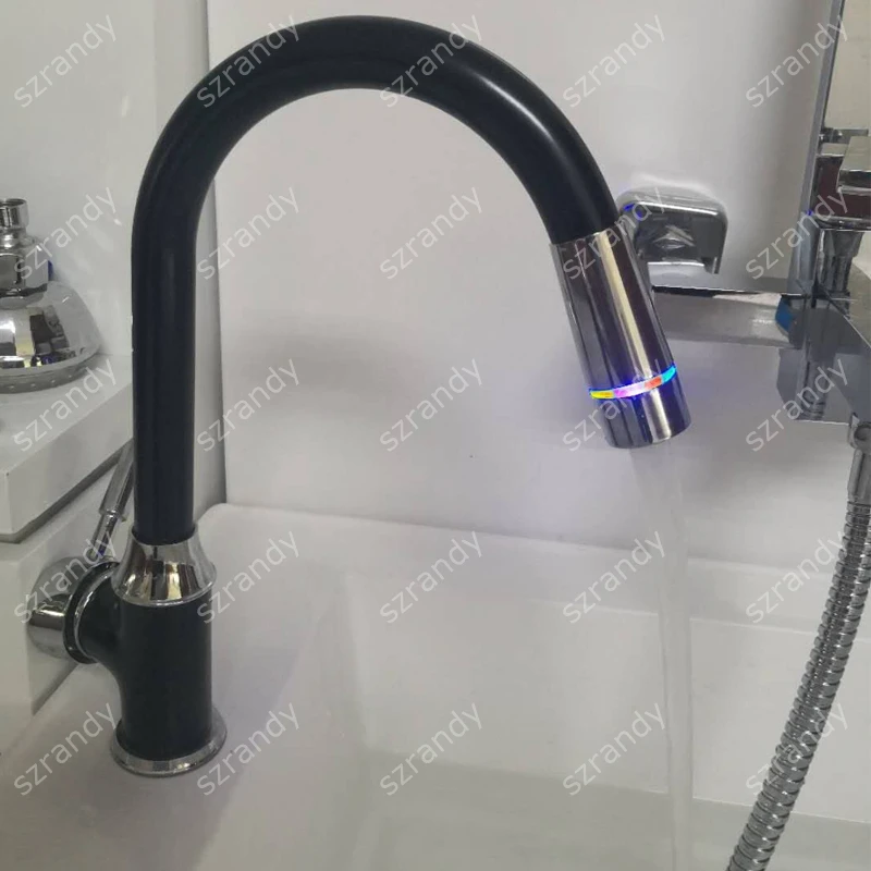 Multicolor Jump Change Led Chrome Finish Kitchen Faucet Sprayer