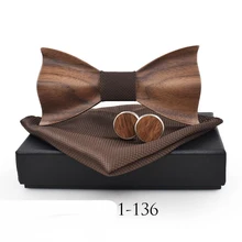 Mantieqingway дерево галстук-бабочка Pocket Square Set одноцветное Цвет деревянные бабочкой платок набор для мужчин Свадебные платок с бантом