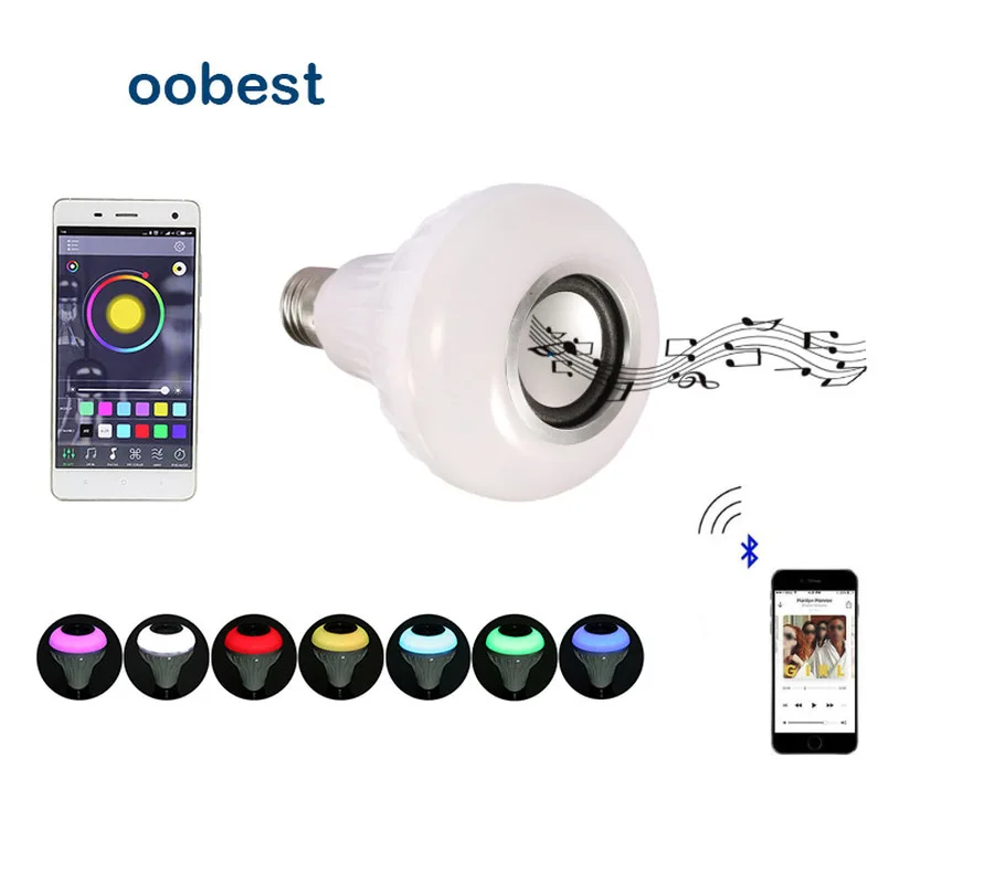 

E27 Wireless APP Control Music Audio Speaker LED RGB Color Smart Bulb Light Lamp
