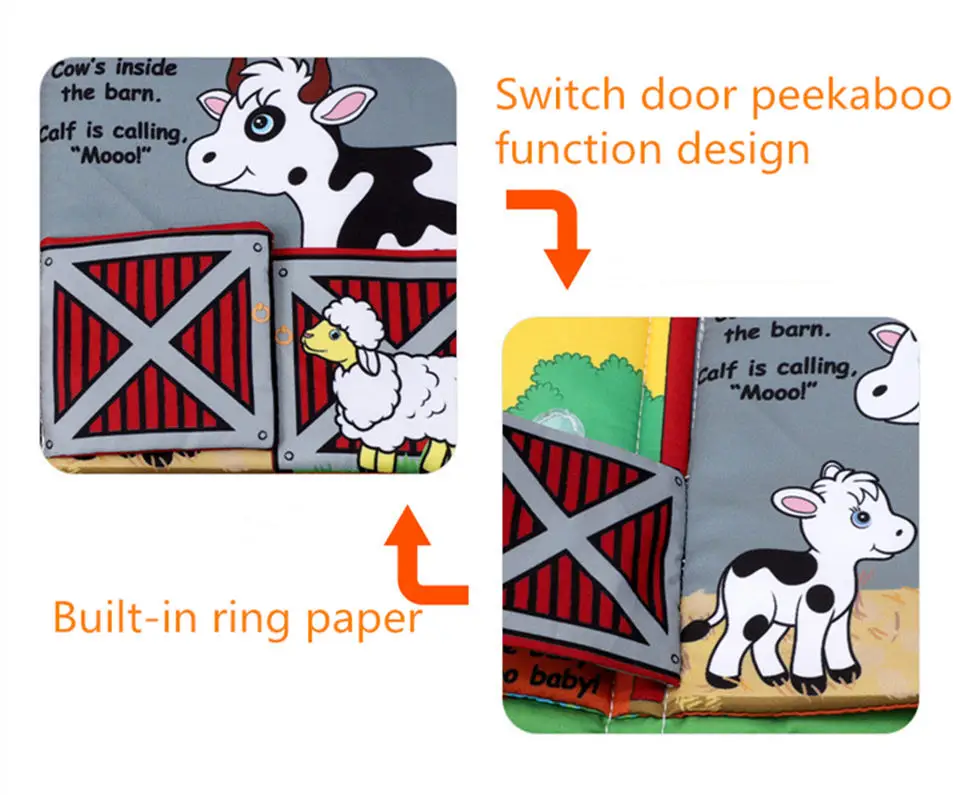 Детские погремушки мобили игрушка мягкая книга из ткани о животных новорожденная коляска подвесная игрушка Bebe Раннее Обучение Образование Детские игрушки