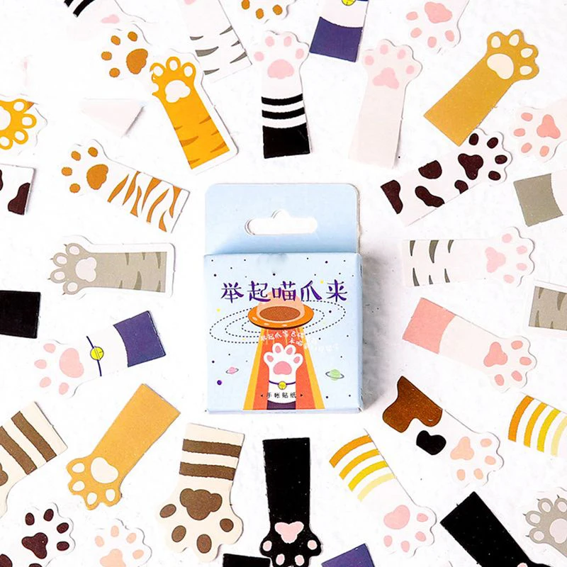 

45Pcs/box Cute Cartoon Cat claw Mini Paper Sticker Decoration DIY Diary Scrapbooking Seal Sticker