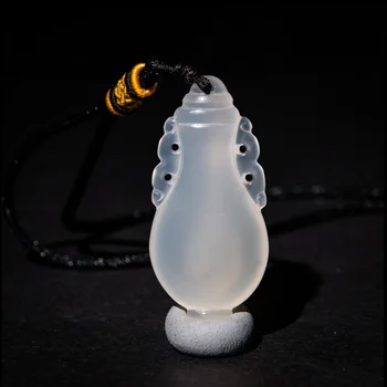 

Drop Shipping Chalcedony Vase Pendant Necklace Hand-carved Lucky Amulet Natural Jade PingPingAnAn Necklace For Men And Women