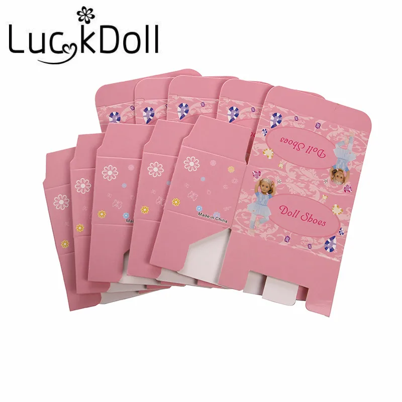 LUCKDOLL 5Pieces Pink Folding Gift Box Fit 18 Inch American 43cm Baby