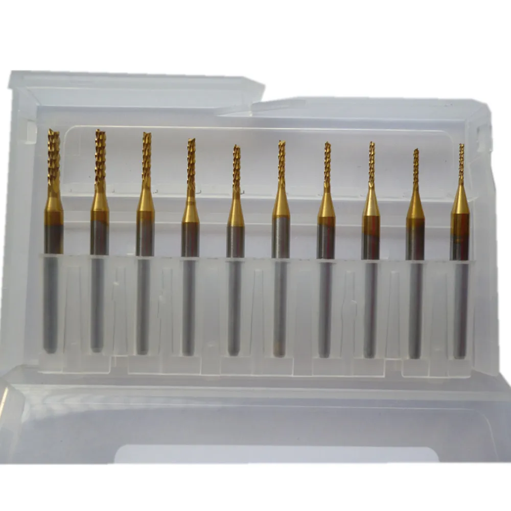 Hot 10pcs Titanium Coated Carbide End Milling Cutter Cnc Router Bit