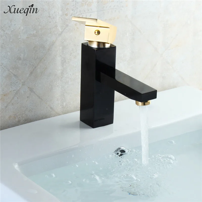 

Xueqin Luxury Bronze Rose Gold Single Handle Bathroom Basin Faucet Space Aluminum Deck Mounted Mixer Cold and Hot Water Taps