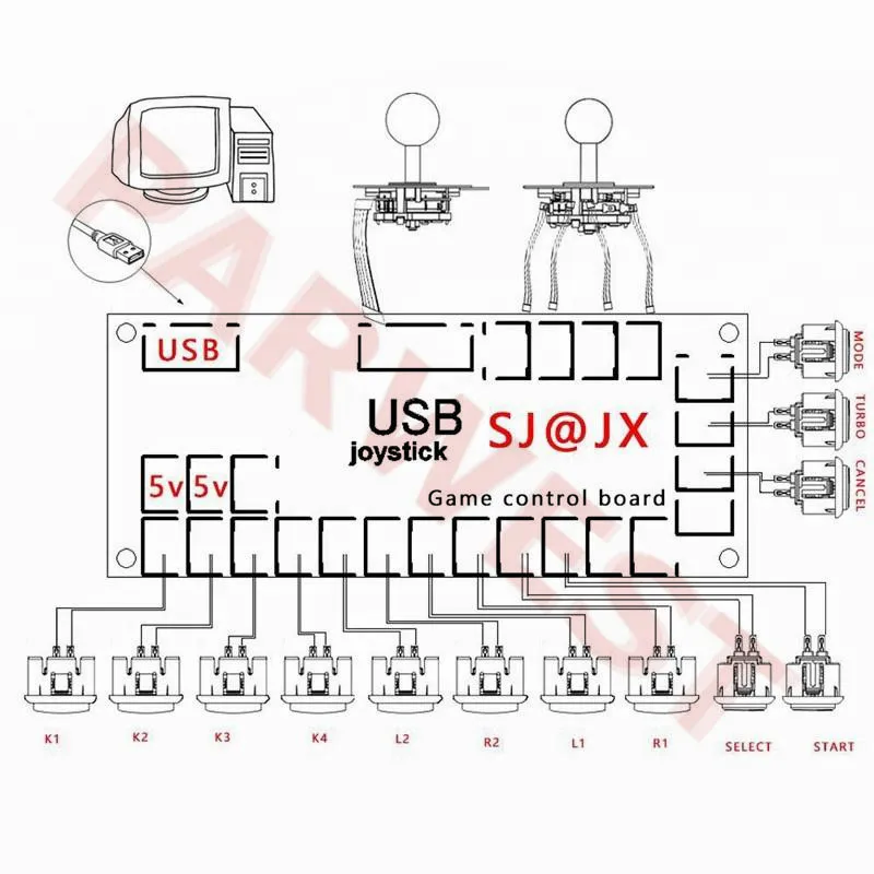 Контроллер джойстика Sanwa с нулевой задержкой USB кодировщик для аркадных игр 5 В