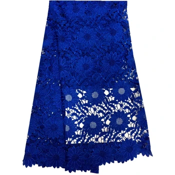 

New Royal Bule Color High Quality Water Soluble African Cord Lace Guipure Lace Fabric Net Lace For Women Party Dresses 5Yard/Lot