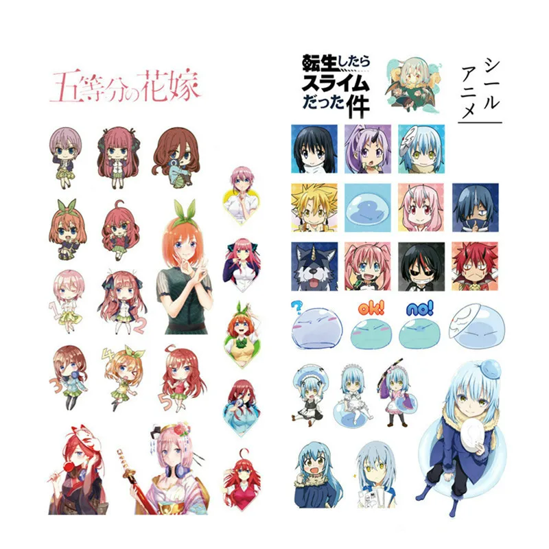 

1pcs Cartoon Anime Sticker Nakano Ichika Rimuru Tempest Hatsune Miku Rem Ram Card Captor FGO Transparent Sticker Waterproof
