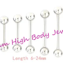 Штанга для языка, прямая штанга, кольцо для соска, пирсинга, бровей, трегуса, 1,2 мм, 6 мм, 8, 10, 12, 14, 16, 24 мм, длина, серьги-гвоздики, 16 г, ювелирные изделия для тела