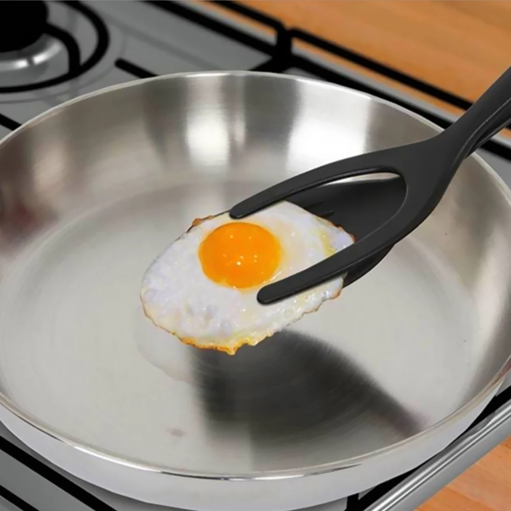 кухонные щипцы 2 в 1 сцепление и флип яйцо шпатель зажим блин Fried Egg французский