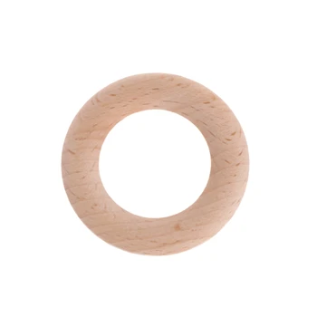 

55mm Baby Wooden Teething Rings Necklace Bracelet DIY Crafts Natural Bracelets Play Gym