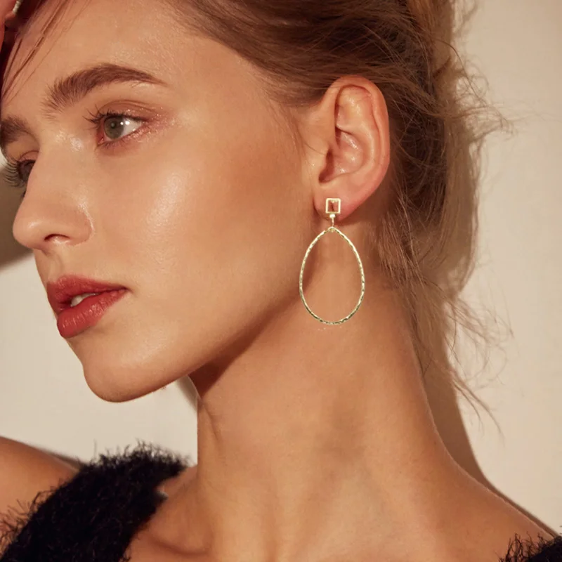 

Punk Style Metal Earrings Women European Gold Silver Round Geometric Earrings Simple Circle Earrings Statement Boho Pendientes