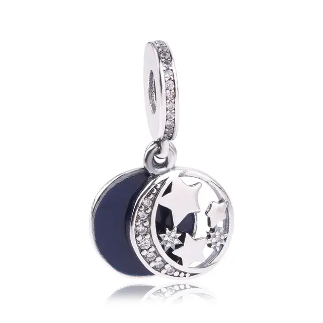 544 15 De Réductiondodocharm Nouvelle Nuit Lune étoile Bleu Pendentif Perles Ajustement Pandora Breloques Bracelet Original Mode Bijoux à Bricoler