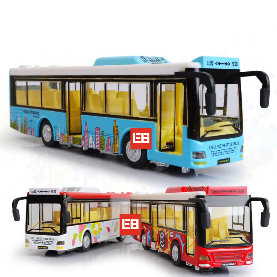 

Funny colorful simulation 1:50 scale Air conditioned bus deccast car model pull back alloy toys with light and muscical kids