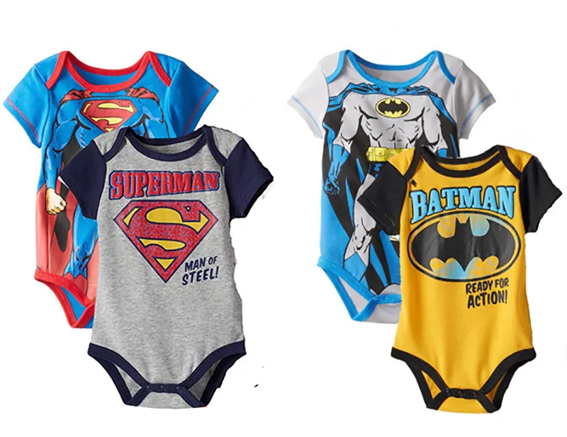

2018 Summer Newborn Baby Superman Batman Clothes Cartoon Baby Boys Rompers Unisex Baby Rompers Clothing Set
