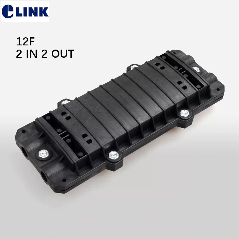 

12 core Fiber enclosure 2 IN 2 OUT Horizontal type optical fibre splice box waterproof outdoor D type fusion tray box 33*15*7cm