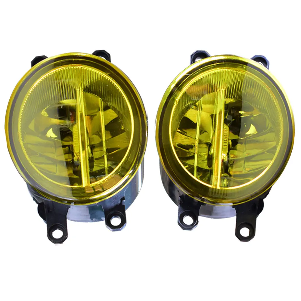Противотуманная фара 90 мм круглые противотуманные фары для Toyota Wish 2009- Противотуманные фары прозрачные линзы бампер противотуманные фары дальнего света для лампы - Color: LED Yellow
