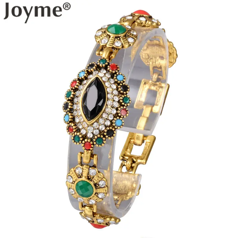 Бренд Joyme роскошный индийский глаз с черными камнями изысканный винтажный Шарм-браслет золотистого цвета Турция этнические ювелирные изделия браслет женский Femme Bilezik