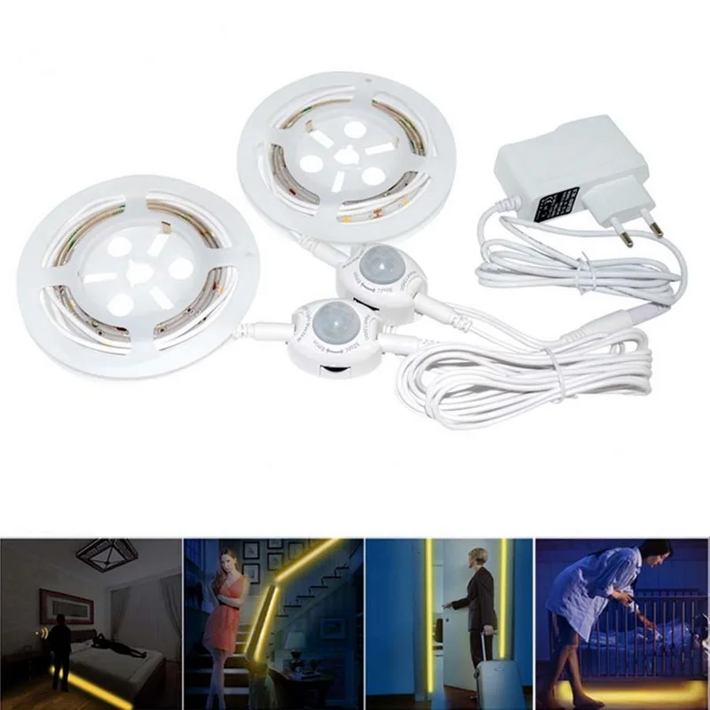 EU /US Plug LED Strip Motion Sensor Night for Light Kitchen Cabinet Bedroom | Освещение