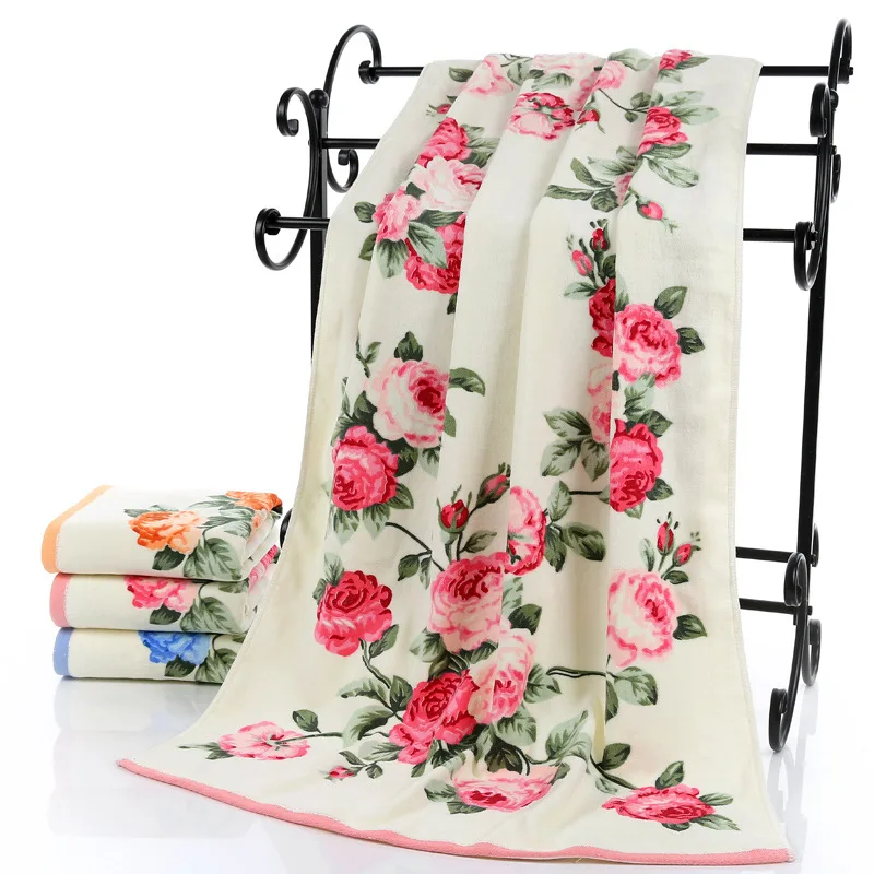 Details about   Bath Towel Women Men Floral Printed Peony Towel High Quality Cotton Beach Towel 