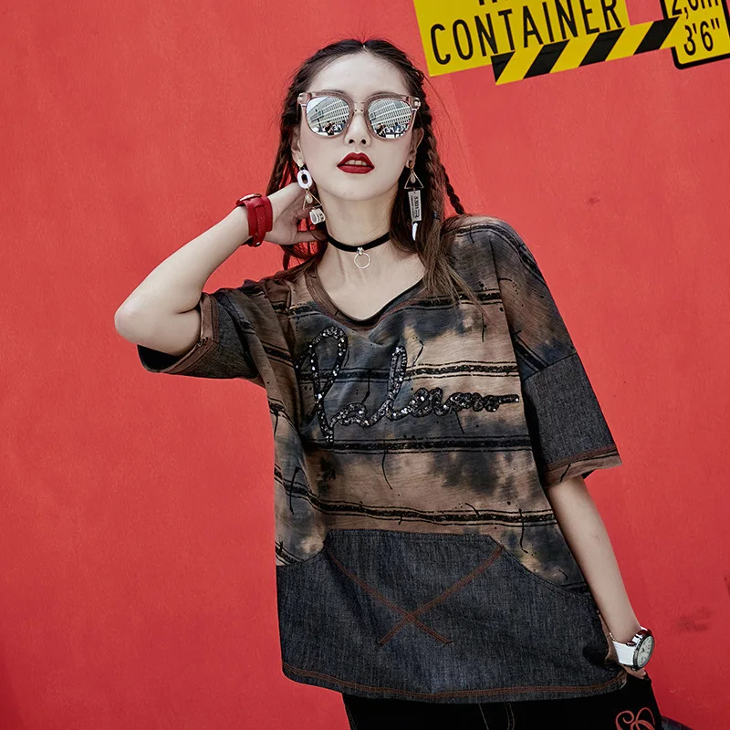 Max Lulu 2018 moda verano coreano Niñas Tops camiseta Mujer Denim Camisetas Mujer punk mujer Vaqueros más tamaño Max Lulu 2018 moda verano coreano Niñas Tops camiseta Mujer Denim Camisetas Mujer punk mujer Vaqueros más tamaño