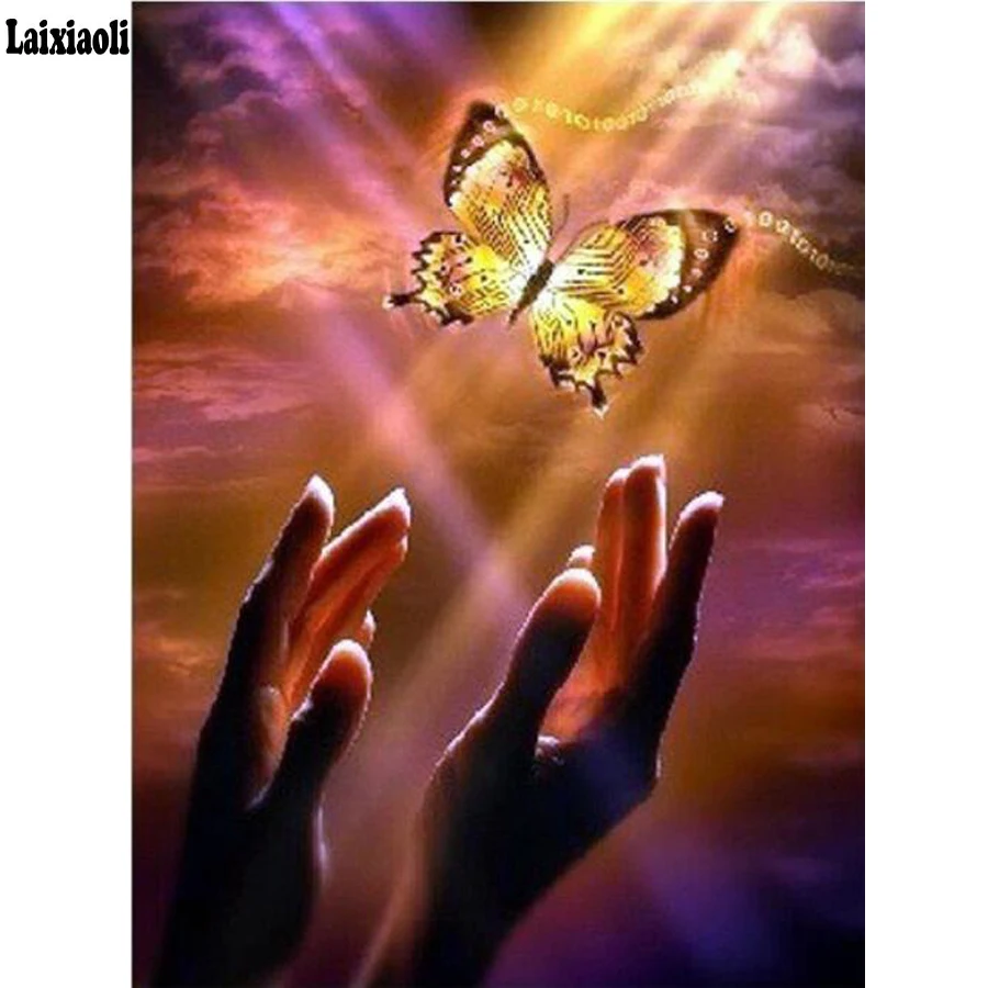 

Diamond Embroidery Full Display Scenic Full Square Diamond Painting hand butterfly 5D DIY Cross Stitch Rhinestone Decor Home