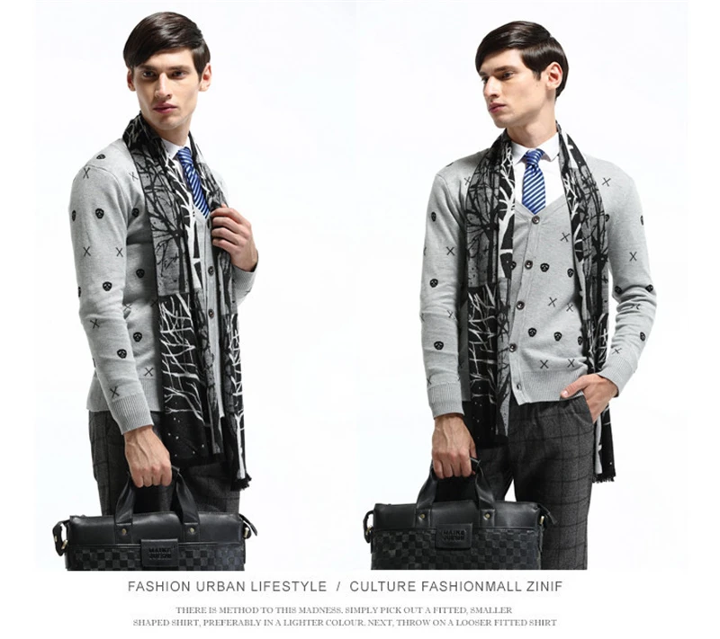 men wearing scarves 180x30cm Christmas Tree Branch Jacquard Male Scarf Winter Modal Brushed Men Wrap Shawls Man Warm Cashmere Scarves As Gift YG326 mens blanket scarf