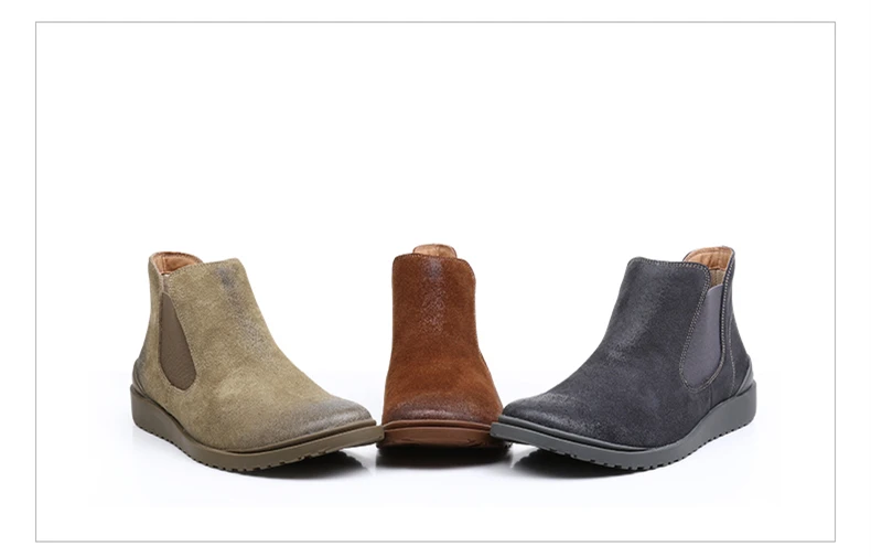 Мужские зимние ботинки из натуральной коровьей кожи и замши; ботильоны «Челси»; Мужская обувь; мужские туфли-оксфорды ручной работы с эластичной лентой; Цвет Серый