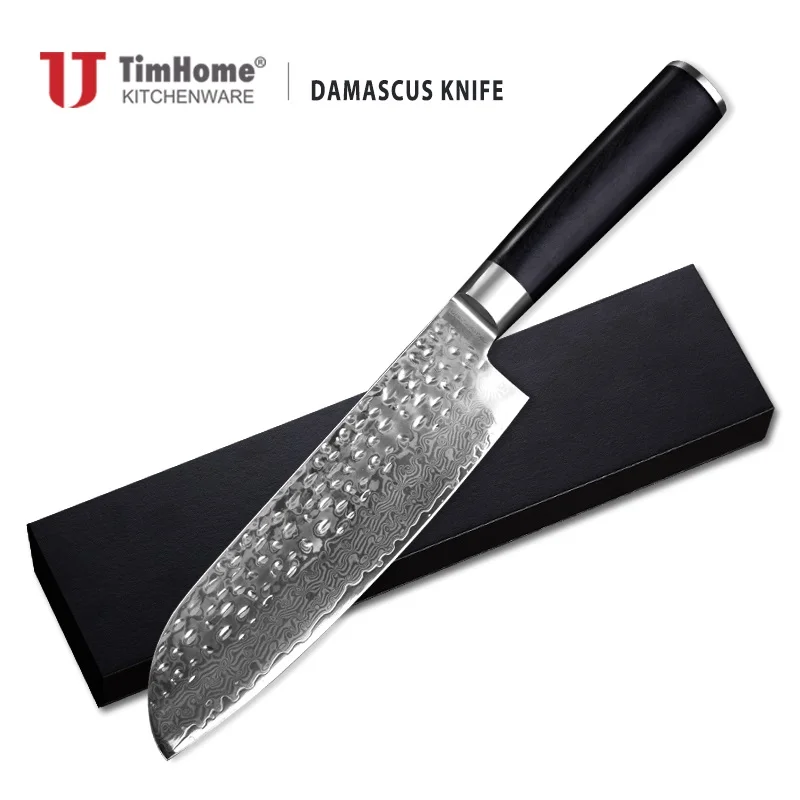 Новый продукт 7 дюймовая Дамасская кухня Santoku Kinfe для мяса с ручкой G10|Кухонные